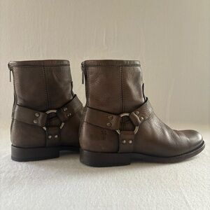 Frye Brown Leather Ankle Booties with Phillip Harness Women’s Size 6
